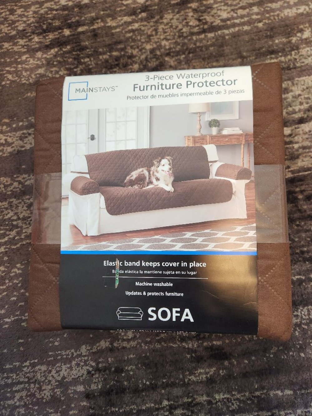 NWT - Mainstays 3-Piece Waterproof Sofa Furniture Protector - Brown